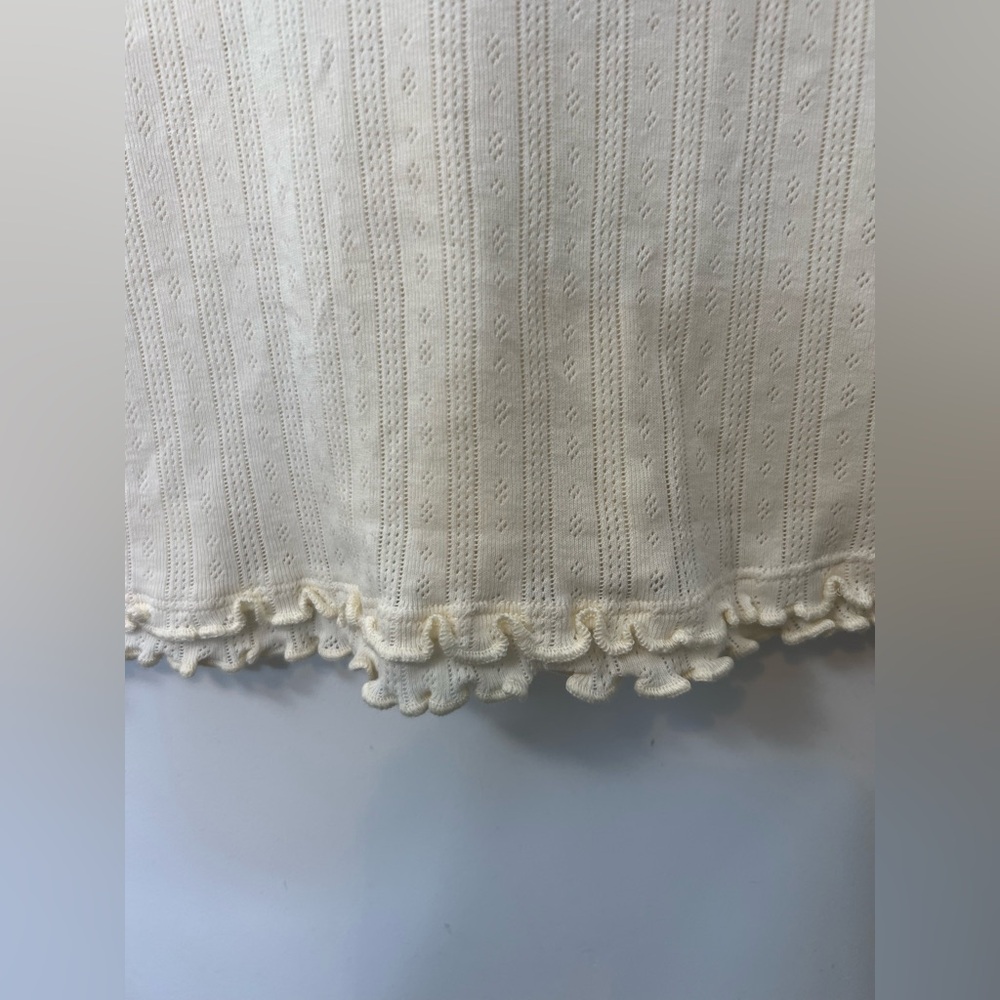 Free People Cream top with hankie with Floral Embroidery sz S - Picture 8 of 9